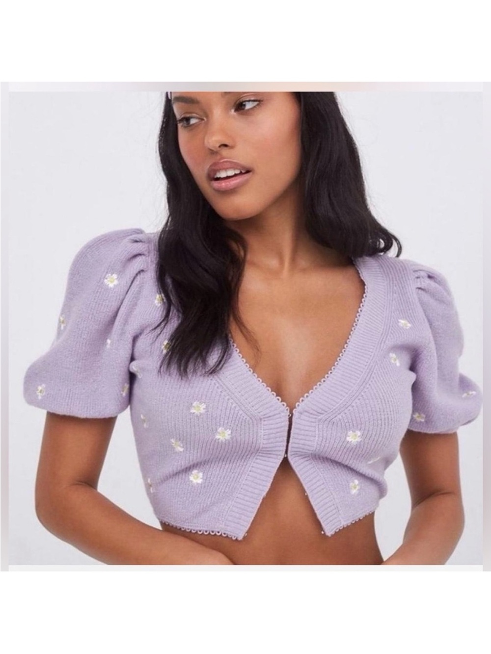 For Love And Lemons Daisy Cropped Sweater Top - Picture 2 of 6
